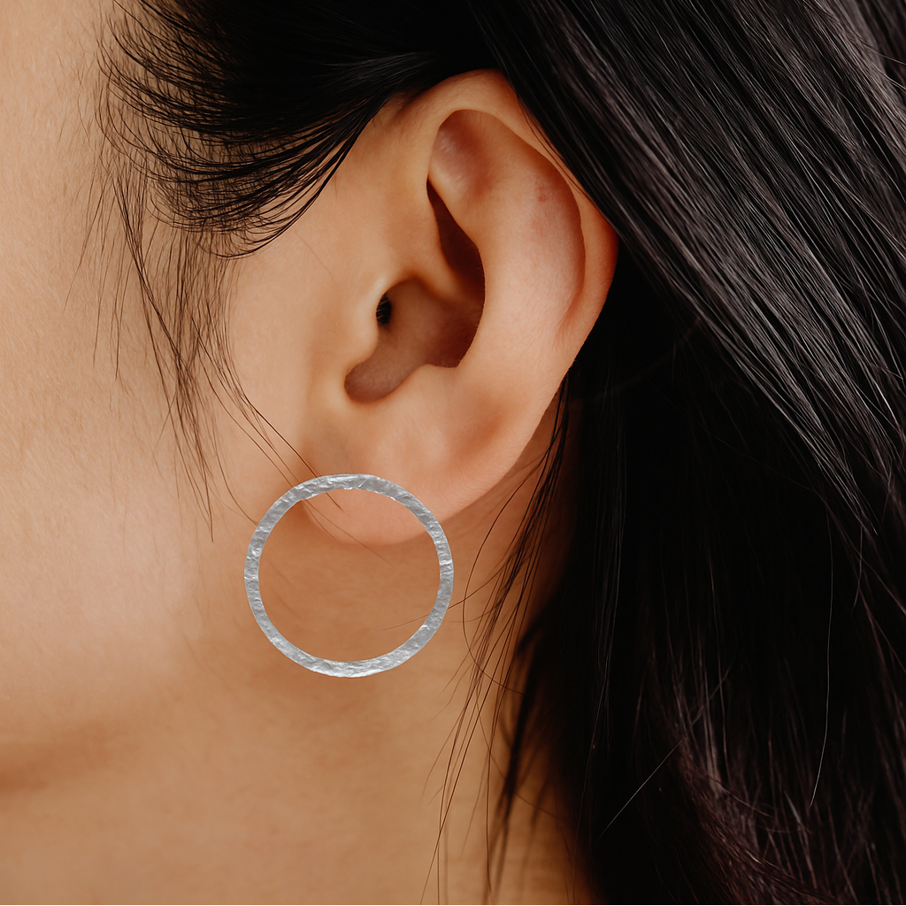 Aros Circulo Plano Plata Grande - MINIMAL GOLD