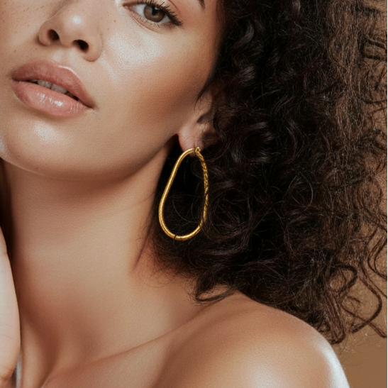 Aros Ovalo Irregular Oro - MINIMAL GOLD