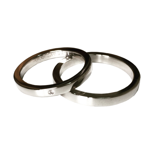 Argollas Corte Plano Oro Blanco + Diamante